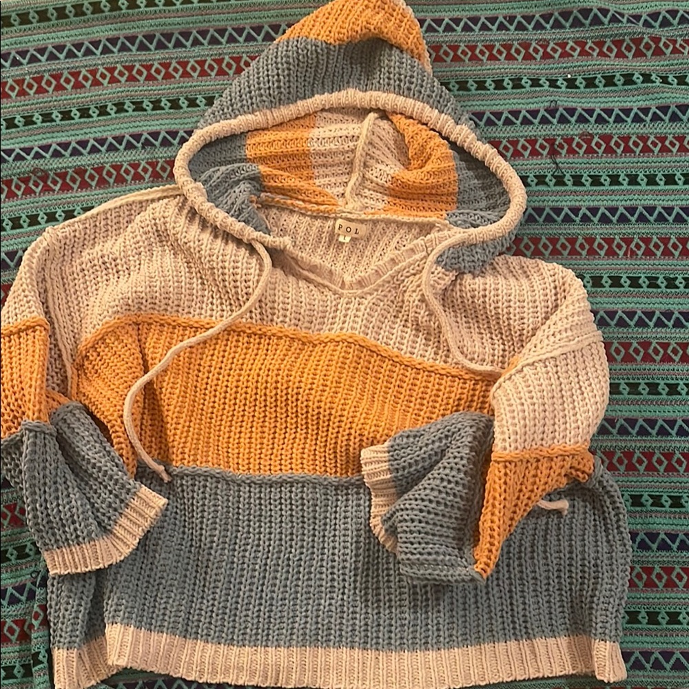 NWOT ✨ POL Rugby Hooded Sweater L OVERSIZED SOFT the snuggle is real 🤗 - Picture 4 of 9